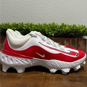 Nike Alpha Huarache Elite 4 Low MCS White Red Baseball Cleats FD6255-102 Size 11